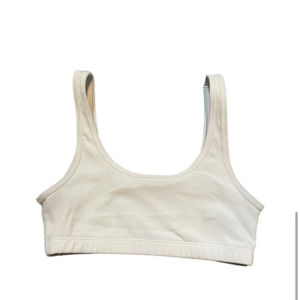 TNA Aritzia Ribbed Sports Bra XS Cream Yoga Lounge